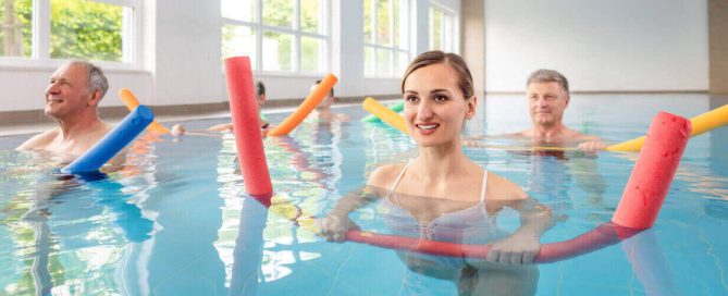 Working out in the swimming pool